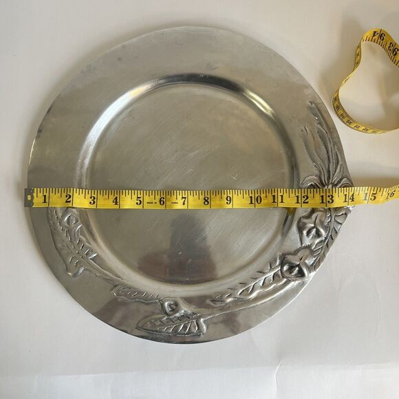 Mexican Pewter Silver Large charger LILLYS  10th Anniversary Gift Rustic - Picture 5 of 7